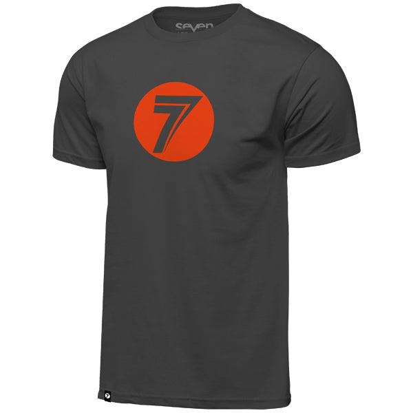 Crisp studio image on a white background of Seven MX Dot Tee; showing tee fit, printed graphics, and crew neckline; SKU 1500077-410-S; Sizes: S-3XL