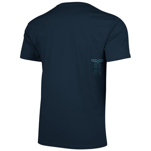 Crisp studio image on a white background of Seven MX Dot Tee; showing tee fit, printed graphics, and crew neckline; SKU 1500077-410-S; Sizes: S-3XL