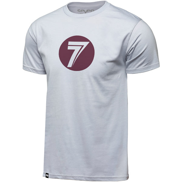 Clean studio shot of Seven MX Dot Tee; showing tee fit, printed graphics, and crew neckline; SKU 1500077-410-S; Colors: NAVY, WHITE, CHARCOAL, BLACK