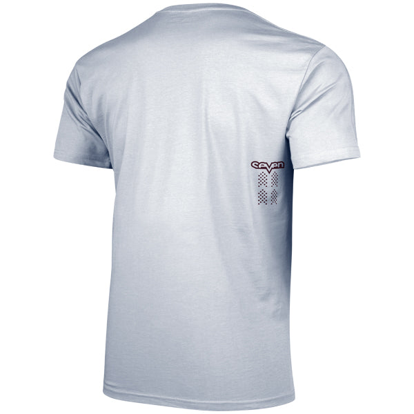 Studio photo on a white background of Seven MX Dot Tee; showing tee fit, printed graphics, and crew neckline; SKU 1500077-410-S; Sizes: S-3XL