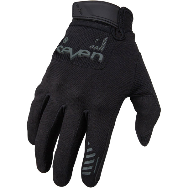Product image of Seven MX endure avid glove black b6d24ae3 48fc 467b 9215 82526e12958d motocross gloves showing fit, construction, and colorway | Available at BTO Sports