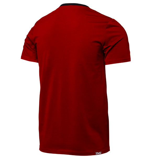 High-resolution studio image of Seven MX Fractal Shirt; showing tee fit, printed graphics, and crew neckline; SKU 1500044-001-S; Colors: Black, Red