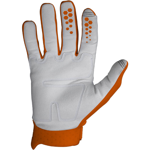 Product image of Seven MX rival ascent glove orange e08493f3 11ac 4b56 a62e e1ea1efbf33b motocross gloves showing fit, construction, and colorway | Available at BTO Sports