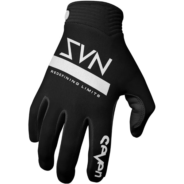 Product image of Seven MX zero contour glove black 9d6925b8 5cb9 414a 8232 7801a0d2316c motocross gloves showing fit, construction, and colorway | Available at BTO Sports