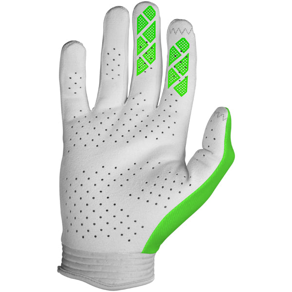 Product image of Seven MX zero contour glove flo green 1 54f49a62 4a60 43ac 9cf5 327fc6f24497 motocross gloves showing fit, construction, and colorway | Available at BTO Sports