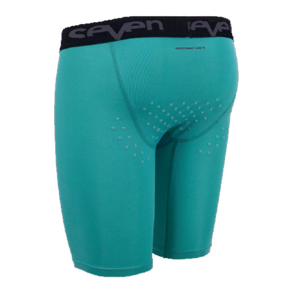 Seven MX Zero Compression Short product image in L sizes Black/Aqua SKU 2020003-003-L. Base Layer Shorts | Available at BTO Sports
