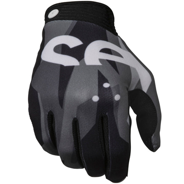 Product image of Seven MX zero crossover glove blk gry 4a612ead 7724 4155 a0e1 5eee5abf094b motocross gloves showing fit, construction, and colorway | Available at BTO Sports