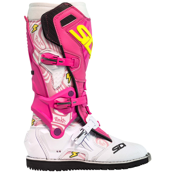 Clean studio shot of Sidi - Crossair HD Enduro Boots; showing boot profile, closure hardware, and sole tread; SKU 2316000540; Colors: Black, Pink, Purple