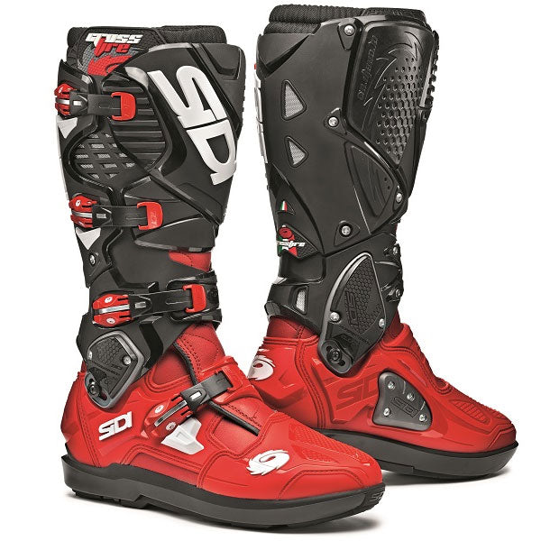 Product image of sidi crossfire3 srs boot red red black f62eed74 4c9b 4ce6 9409 c30881a2ef53 motocross boots showing design and colorway | Available at BTO Sports