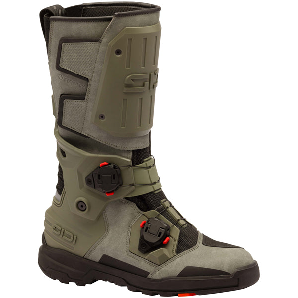 High-resolution studio image of Sidi - Taurus GTX Boots; showing boot profile, closure hardware, and sole tread; SKU 2322000541; Colors: Black, Tan, Green
