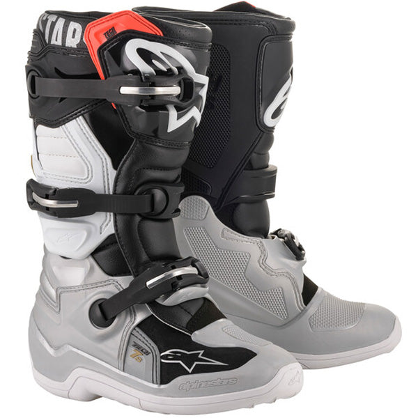 Product image of tech 7 boots black silver white gold 263cf940 82b4 46e7 9997 de366760f35e motocross boots showing design and colorway | Available at BTO Sports