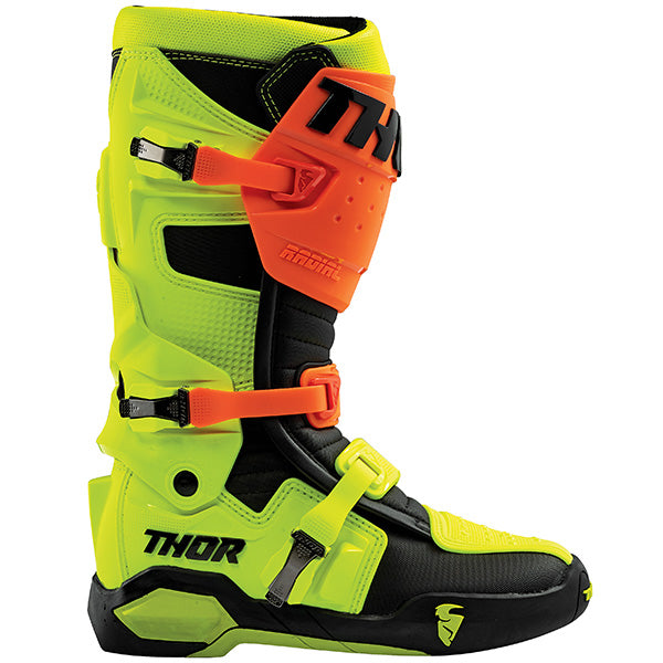 Product image of thor 2019 radial boot flo yellow 2 03cd90ca f496 4f36 a862 1b6e92f3b740 motocross boots showing design and colorway | Available at BTO Sports