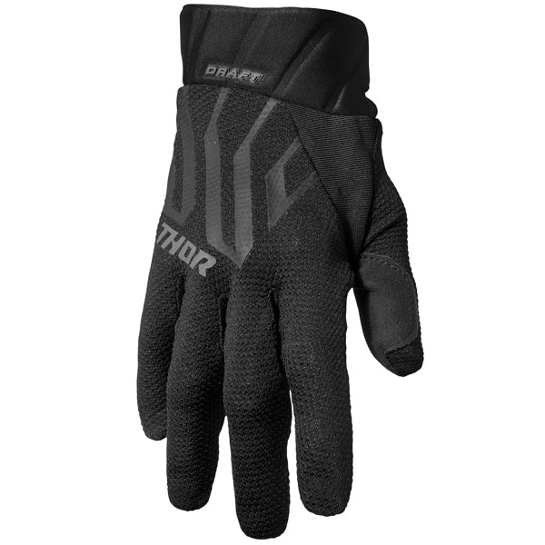 Product image of Thor 22 draft glove black charcoal front motocross gloves showing fit, construction, and colorway | Available at BTO Sports