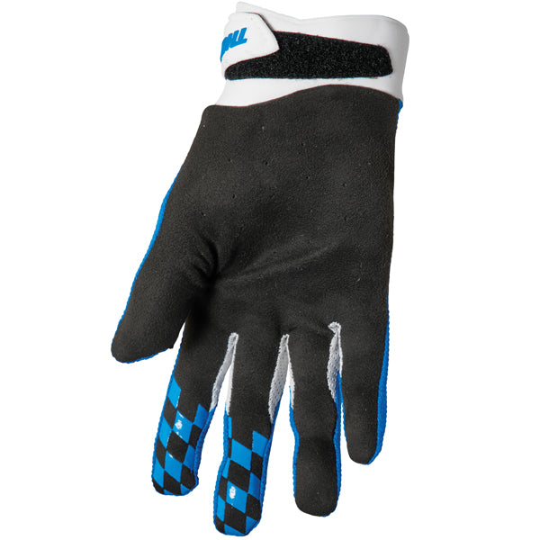 Product image of Thor 22 draft glove blue white back motocross gloves showing fit, construction, and colorway | Available at BTO Sports