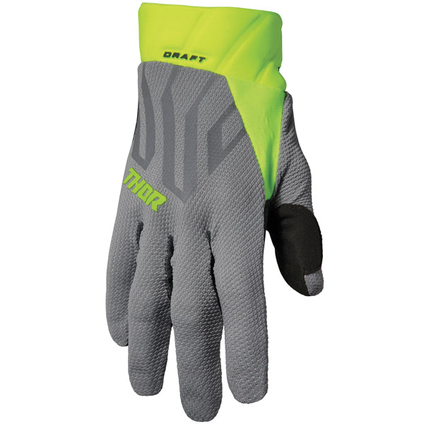Product image of Thor 22 draft glove gray acid front motocross gloves showing fit, construction, and colorway | Available at BTO Sports