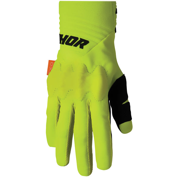 Product image of Thor 22 rebound glove acid black front 84d06913 dc8c 45c5 ad8d b14ce0724be9 motocross gloves showing fit, construction, and colorway | Available at BTO Sports