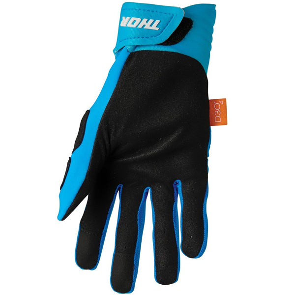 Product image of Thor 22 rebound glove blue white back 446a335e 2c38 45cc b8 e8eae38c589d motocross gloves showing fit, construction, and colorway | Available at BTO Sports