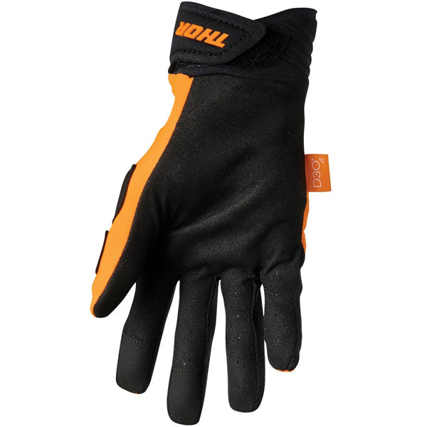 Product image of Thor 22 rebound glove flo orange black back 75ac98a8 5451 407d 9214 88f812a0bf57 motocross gloves showing fit, construction, and colorway | Available at BTO Sports