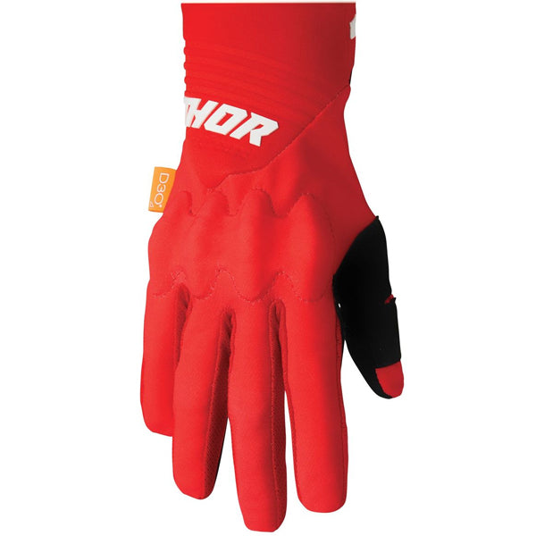 Product image of Thor 22 rebound glove red white front e36a0182 255d 46d1 a5f1 cfcd7bd9fff5 motocross gloves showing fit, construction, and colorway | Available at BTO Sports