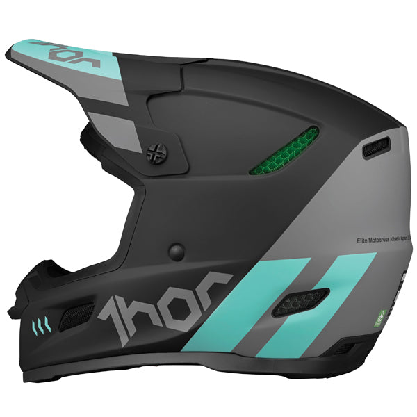 Studio view of Thor - Reflex Cube Mips Helmet helmet helmet, in RED and BLACK, vented chin bar and intake ports, on a clean white background, (SKU 011074) Colors: BLACK and MINT, LIGHT GRAY and ORANGE, RED and BLACK Sizes: 2XL, LG, MD, SM, XL, XS