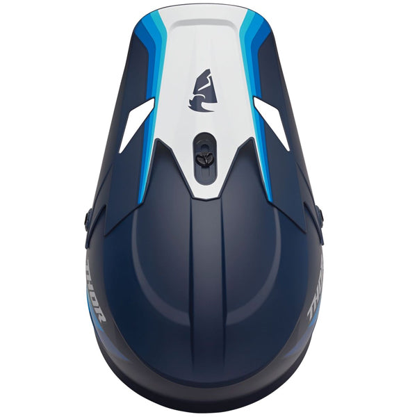 Studio view of Thor - Sector Runner Mips Helmet helmet helmet, in Gray and Teal, vented chin bar and intake ports, on a clean white background, (SKU 011072) Colors: Black and White, Gray and Teal, Navy and White, Red and Blue Sizes: 2XL, LG, MD, SM, XL, XS
