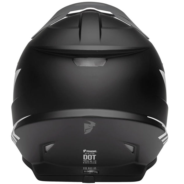 Studio view of Thor - Sector Chev Helmet helmet helmet, in Blue and Light Gray, vented chin bar and intake ports, on a clean white background, (SKU 011073) Colors: Blue and Light Gray, Charcoal and Orange, Gray and Black, Red and Navy Sizes: 2XL, 3XL, 4XL, LG, MD, SM, XL, XS
