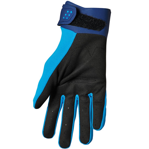 Product image of Thor 22 spectrum glove blue navy 2 ab400251 718d 4316 bbb7 b9f7adfeaaf2 motocross gloves showing fit, construction, and colorway | Available at BTO Sports