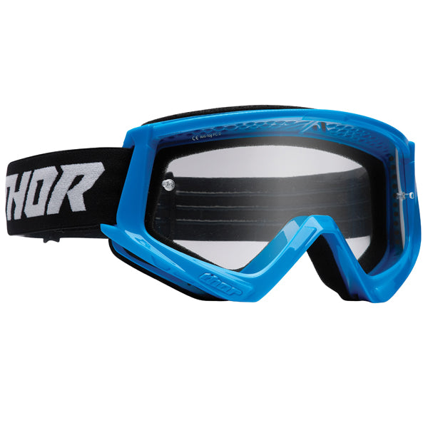 Product image of Thor mx22 combat racer goggle blue black motocross goggles showing frame design, lens style, and colorway