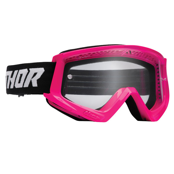 Product image of Thor mx22 combat racer goggle flo pink black motocross goggles showing frame design, lens style, and colorway