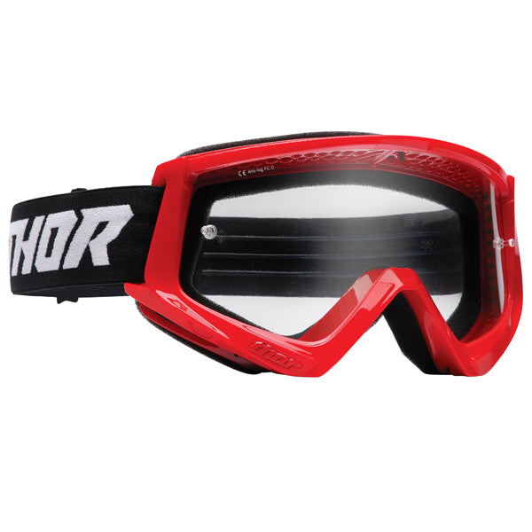 Product image of Thor mx22 combat racer goggle red black motocross goggles showing frame design, lens style, and colorway