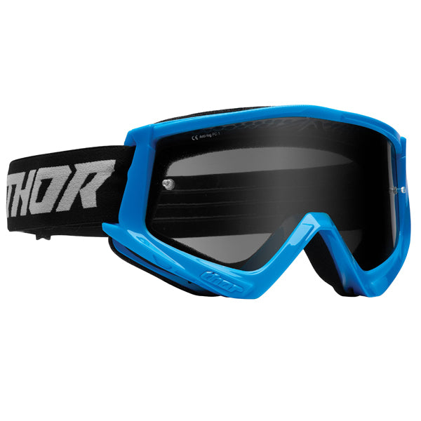 Product image of Thor mx22 combat racer sand goggle blue gray motocross goggles showing frame design, lens style, and colorway