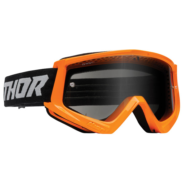 Product image of Thor mx22 combat racer sand goggle flo orange gray motocross goggles showing frame design, lens style, and colorway