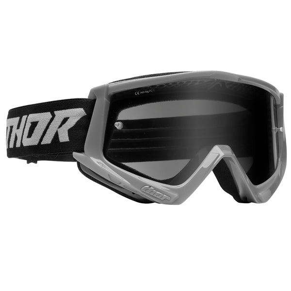 Product image of Thor mx22 combat racer sand goggle gray black motocross goggles showing frame design, lens style, and colorway