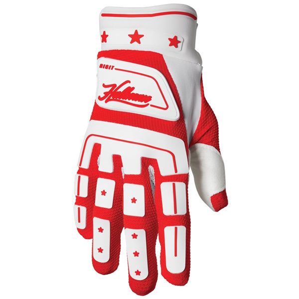 Product image of Thor mx22 hallman digit glove white red 1 motocross gloves showing fit, construction, and colorway | Available at BTO Sports