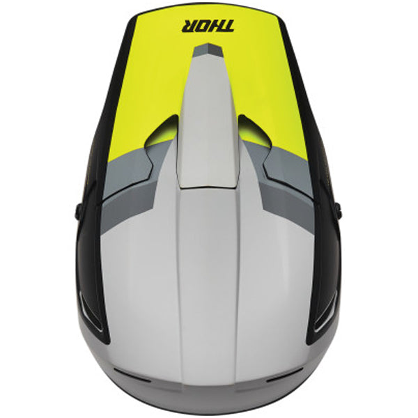 Studio view of Thor - Reflex Apex Helmet helmet helmet, in Red and White and Blue, vented chin bar and intake ports, on a clean white background, (SKU 011068) Colors: Acid and Gray, Red and White and Blue Sizes: 2XL, LG, MD, SM, XL, XS