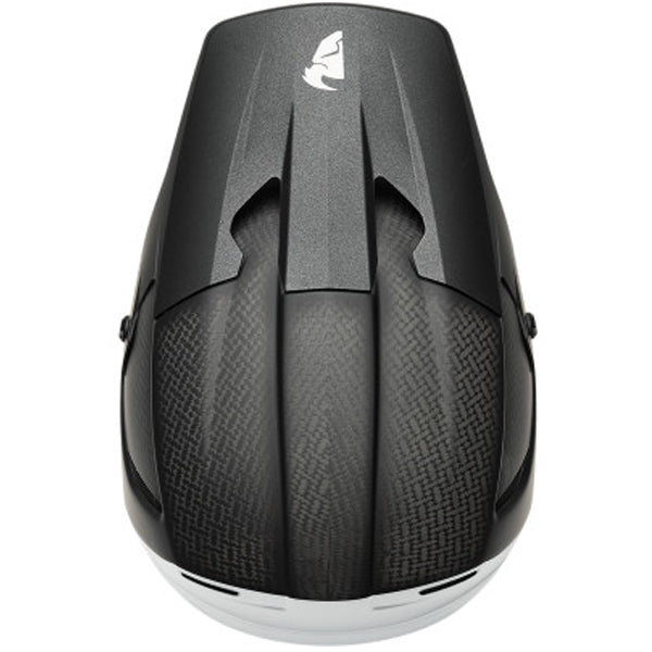 Studio view of Thor - Reflex Polar Helmet helmet helmet, in Black and White, vented chin bar and intake ports, on a clean white background, (SKU 011068) Colors: Black and White Sizes: 2XL, LG, MD, SM, XL, XS