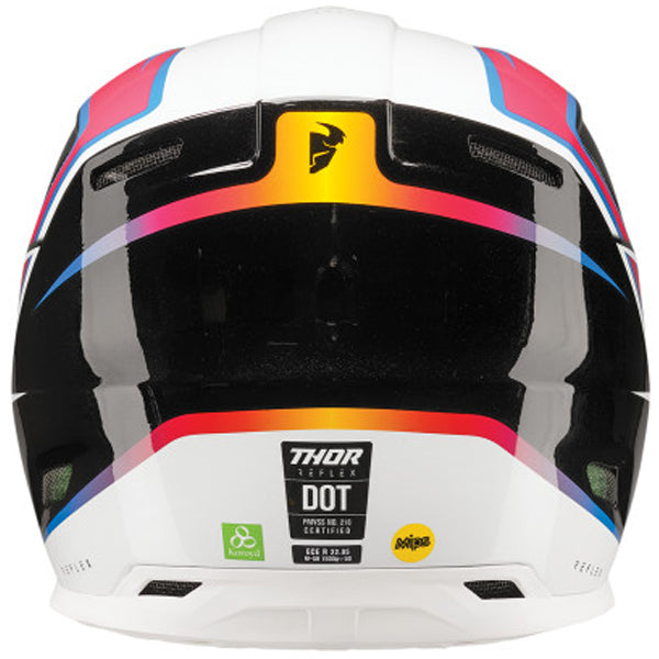 Studio view of Thor - Reflex Accel Helmet helmet helmet, vented chin bar and intake ports, on a clean white background, (SKU 011068) Colors: Multi Sizes: 2XL, LG, MD, SM, XL, XS