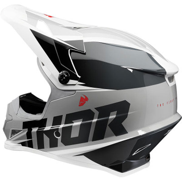 Studio view of Thor - Sector Fader Helmet helmet helmet, in Orange and Magenta, vented chin bar and intake ports, on a clean white background, (SKU 011067) Colors: Acid and Teal, Black and White, Blue and Black, Orange and Magenta, Red and Black Sizes: 2XL, 3XL, 4XL, LG, MD, SM, XL, XS