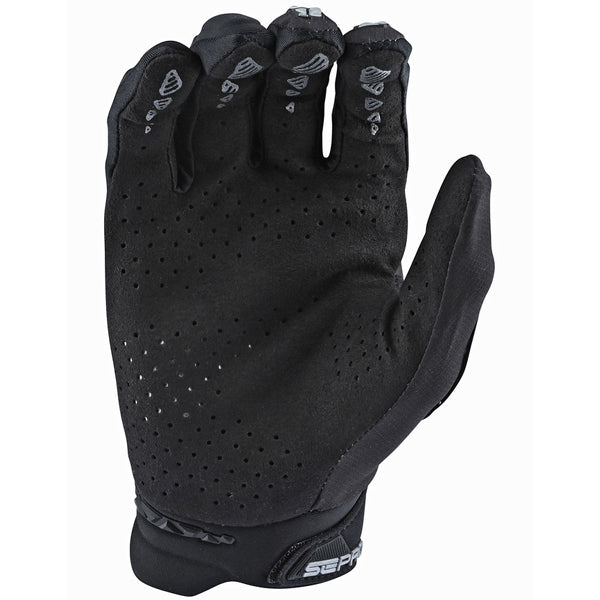 Product image of Troy Lee Designs mx22 se pro gloves black 2 b9bcf525 2f4f 4d72 9763 06bb56fa1499 motocross gloves showing fit, construction, and colorway | Available at BTO Sports