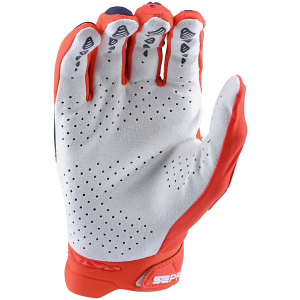 Product image of Troy Lee Designs mx22 se pro gloves orange 2 8f9c854e 0718 4062 a3f6 67d0de293c32 motocross gloves showing fit, construction, and colorway | Available at BTO Sports
