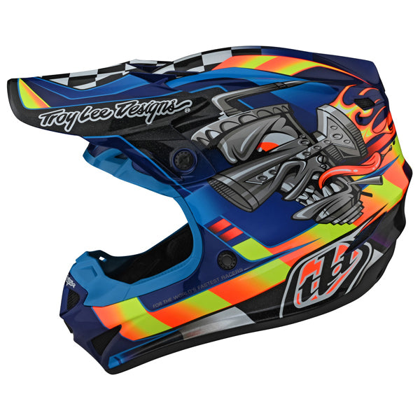 Image of Troy Lee Designs SKU 1122510 SE4 Polyacrylite Carb Helmet (Youth) Size: Y-MD Colors: BLUE (SKU 1122510)