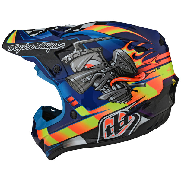 Image of Troy Lee Designs SKU 1122510 SE4 Polyacrylite Carb Helmet (Youth) Size: Y-MD Colors: BLUE (SKU 1122510)