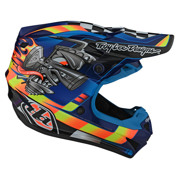 Image of Troy Lee Designs SKU 1122510 SE4 Polyacrylite Carb Helmet (Youth) Size: Y-MD Colors: BLUE (SKU 1122510)