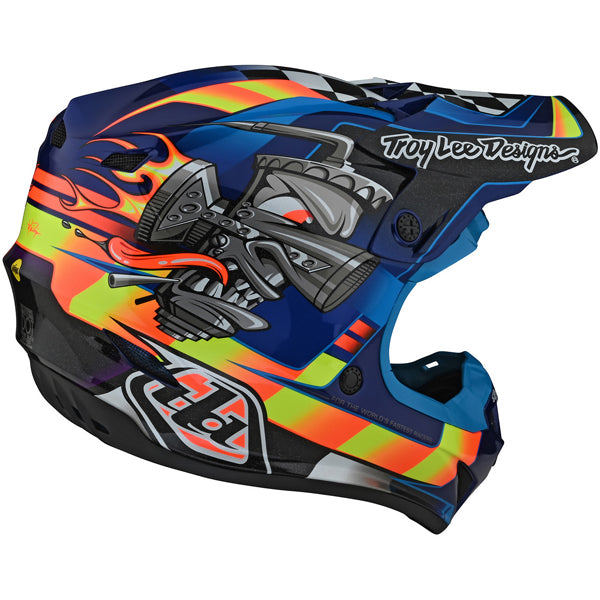 Image of Troy Lee Designs SKU 1122510 SE4 Polyacrylite Carb Helmet (Youth) Size: Y-MD Colors: BLUE (SKU 1122510)