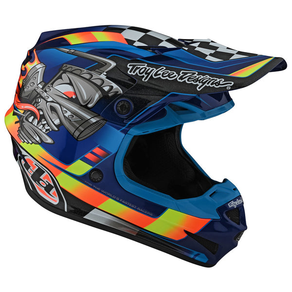 Image of Troy Lee Designs SKU 1122510 SE4 Polyacrylite Carb Helmet (Youth) Size: Y-MD Colors: BLUE (SKU 1122510)