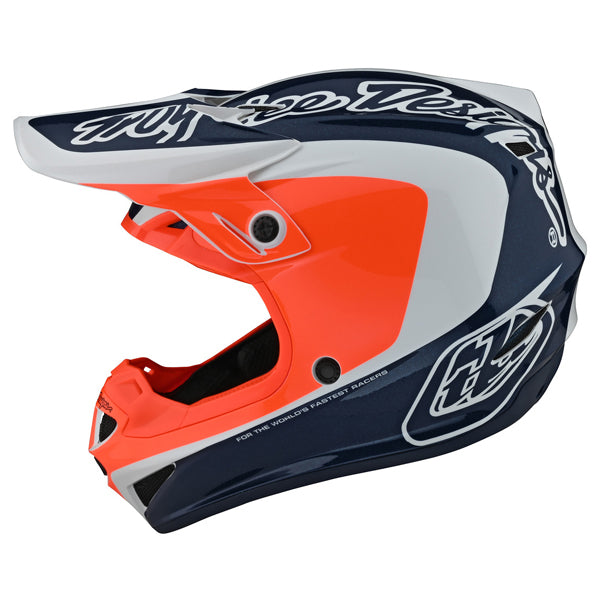 Image of Troy Lee Designs SKU 1121330 SE4 Polyacrylite Corsa Helmet (Youth) Size: Y-MD Colors: NAVY/ORANGE (SKU 1121330)