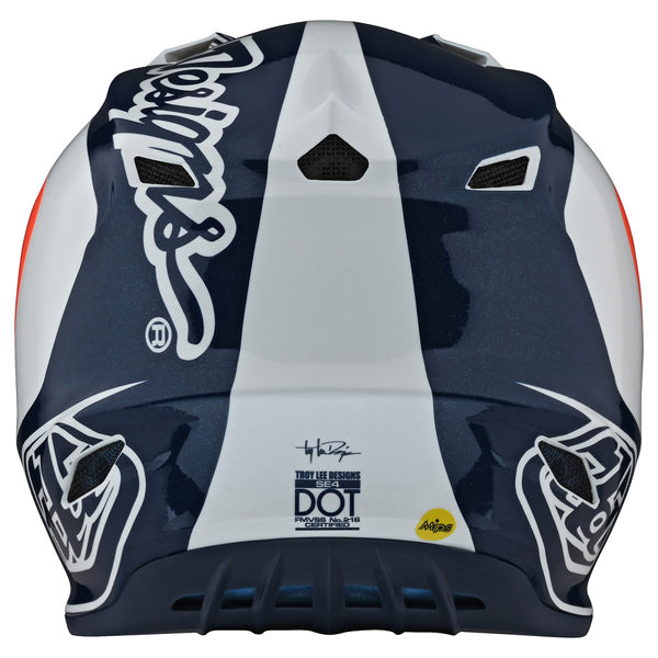 Image of Troy Lee Designs SKU 1121330 SE4 Polyacrylite Corsa Helmet (Youth) Size: Y-MD Colors: NAVY/ORANGE (SKU 1121330)