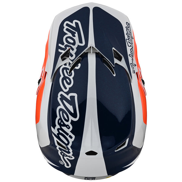 Image of Troy Lee Designs SKU 1121330 SE4 Polyacrylite Corsa Helmet (Youth) Size: Y-MD Colors: NAVY/ORANGE (SKU 1121330)