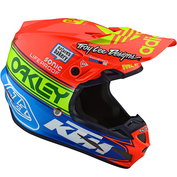 Image of Troy Lee Designs SKU 1016720 SE4 Composite Team Edition 2 Helmet Size: M Colors: Orange/Blue (SKU 1016720)