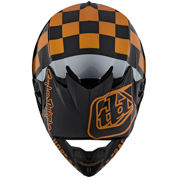Image of Troy Lee Designs SKU 1090440 SE4 Polyacrylite Checkers Helmet Size: XS Colors: Black / Gold (SKU 1090440)